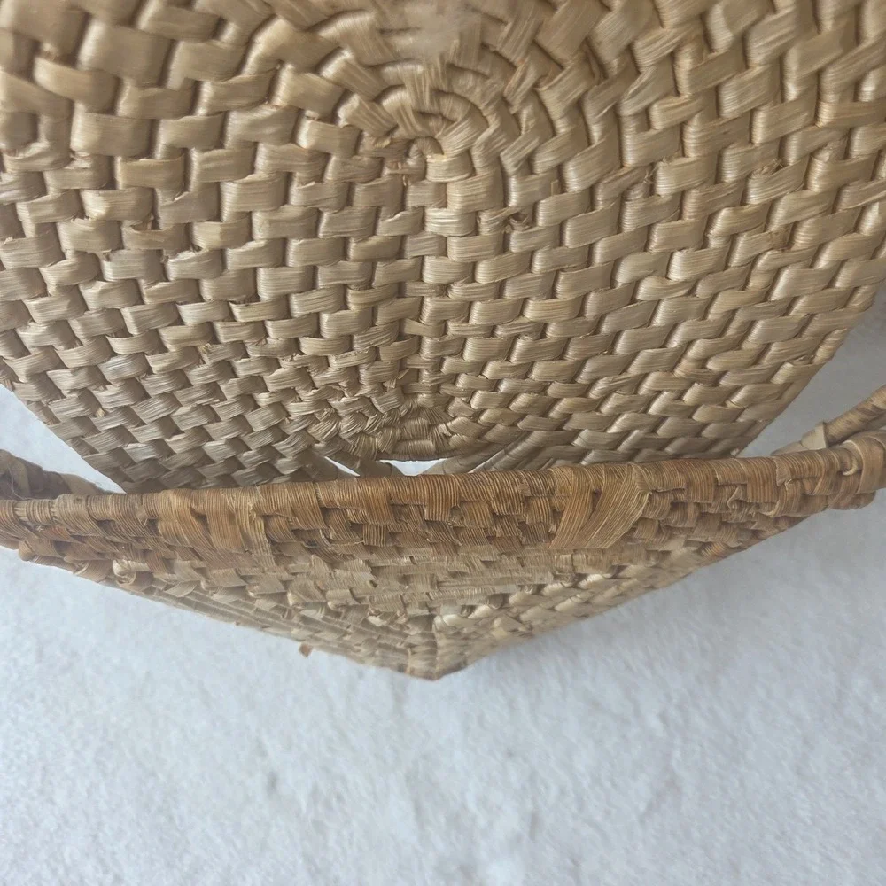 Vintage Boho Owl Woven Wicker Wall Pocket Mail Trivet Holder Cottagecore Read